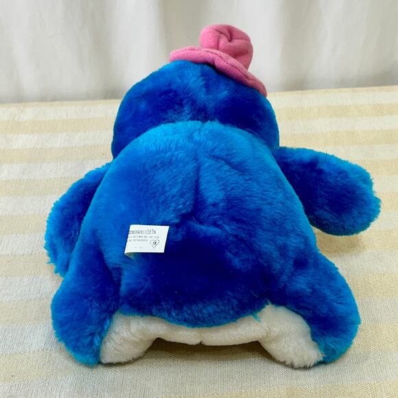 VTG Blue Penguin Plush Commonwealth Toys Huggables Pink Hat Floral Tie Stuffed - Picture 5 of 10